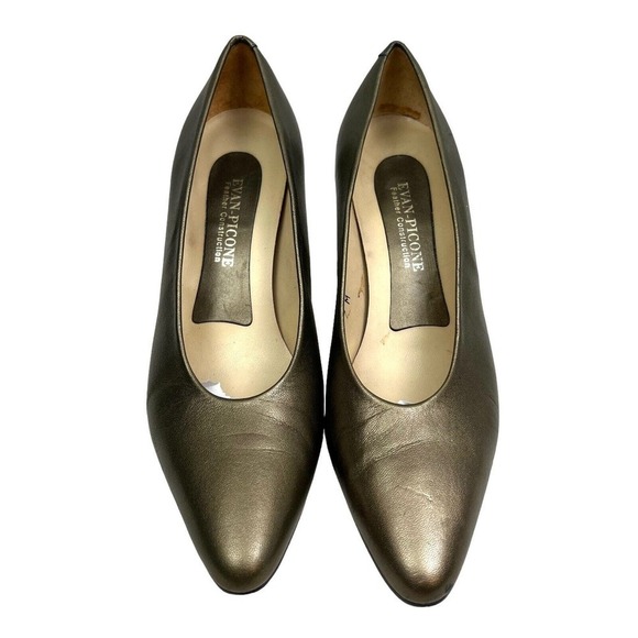 Evan Picone Pump Heel Metallic Bronze‎ Block Heel Cushioned Insole Women Size 7M - Picture 4 of 8